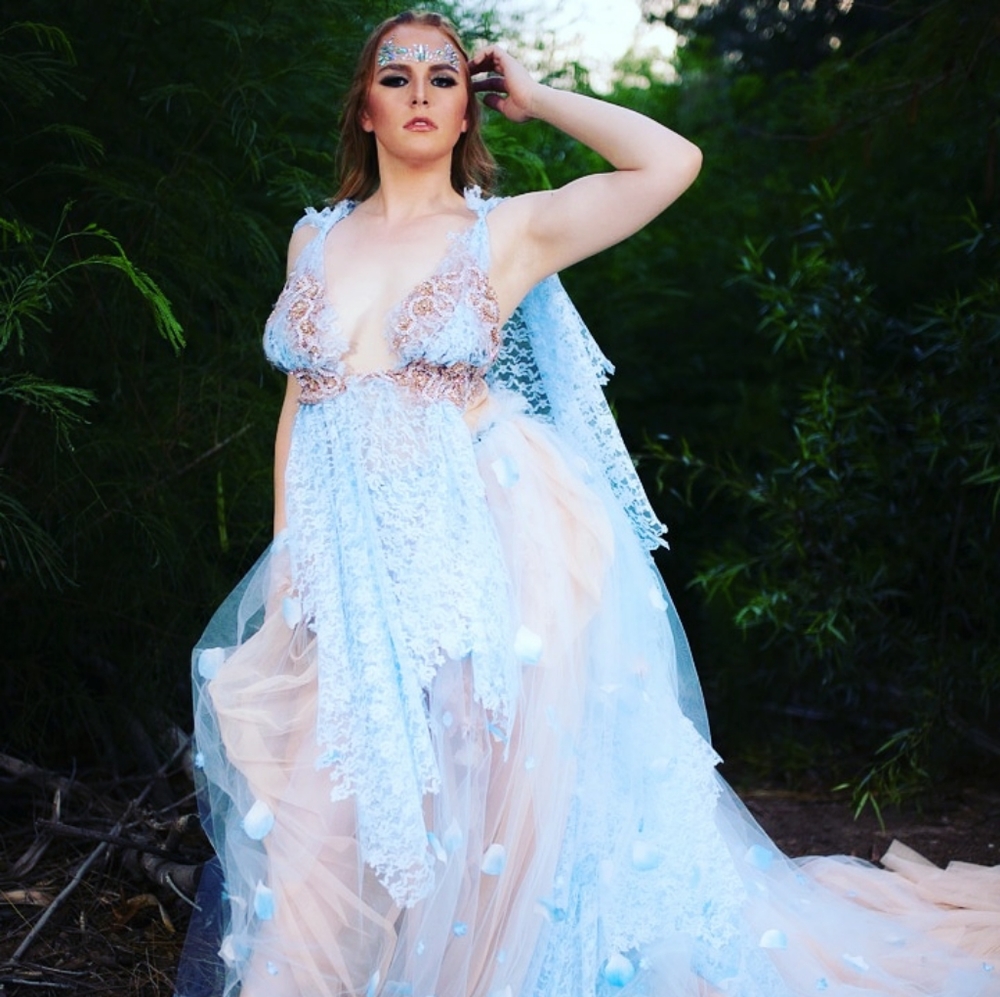 MAURA Blue & Blush Woodland Wedding Ballgown Set